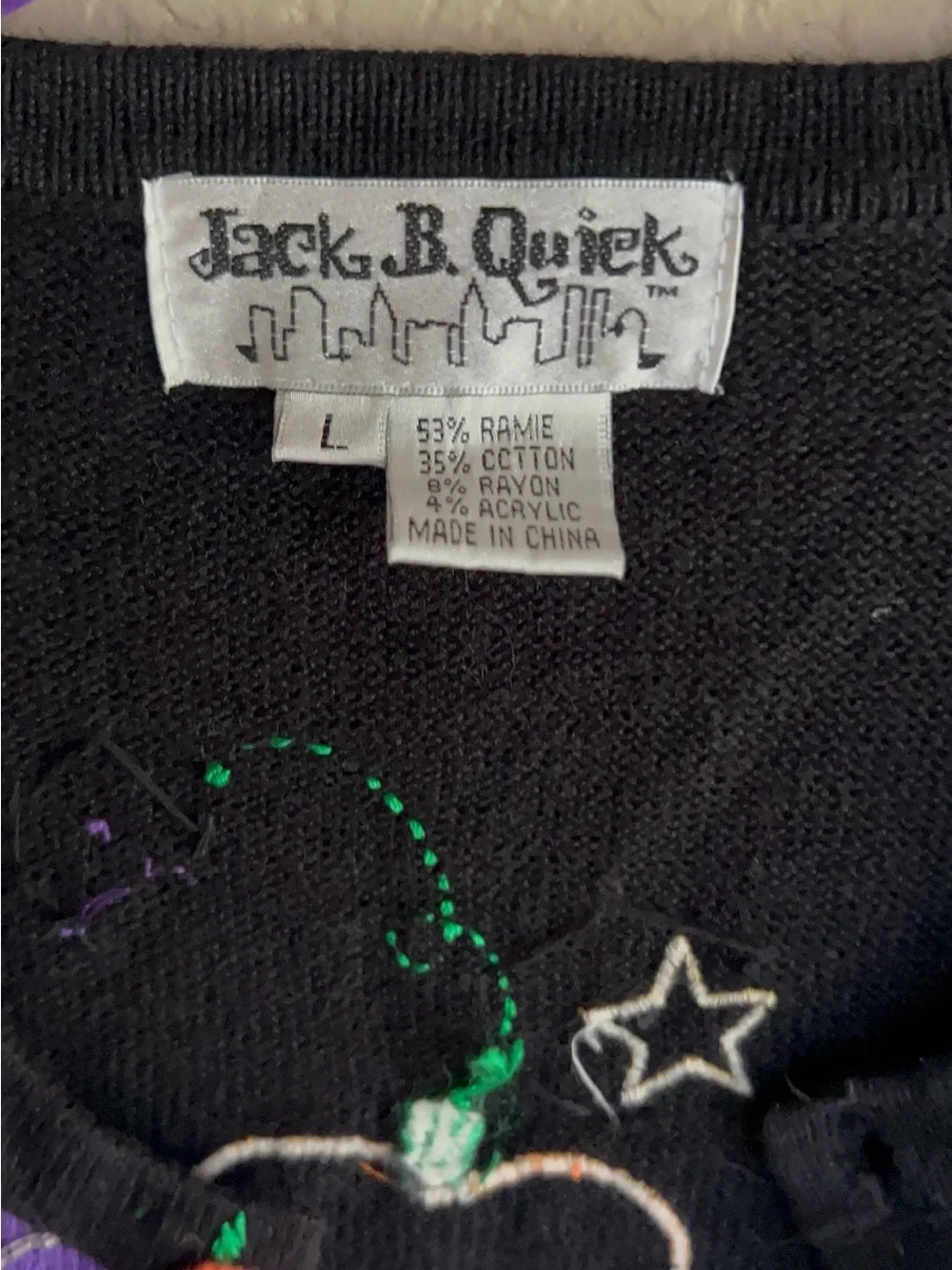 Jack B. Quick Halloween Cardigan Sweater - Black with Ghosts, Spiders, Pumpkins - Picture 5 of 9